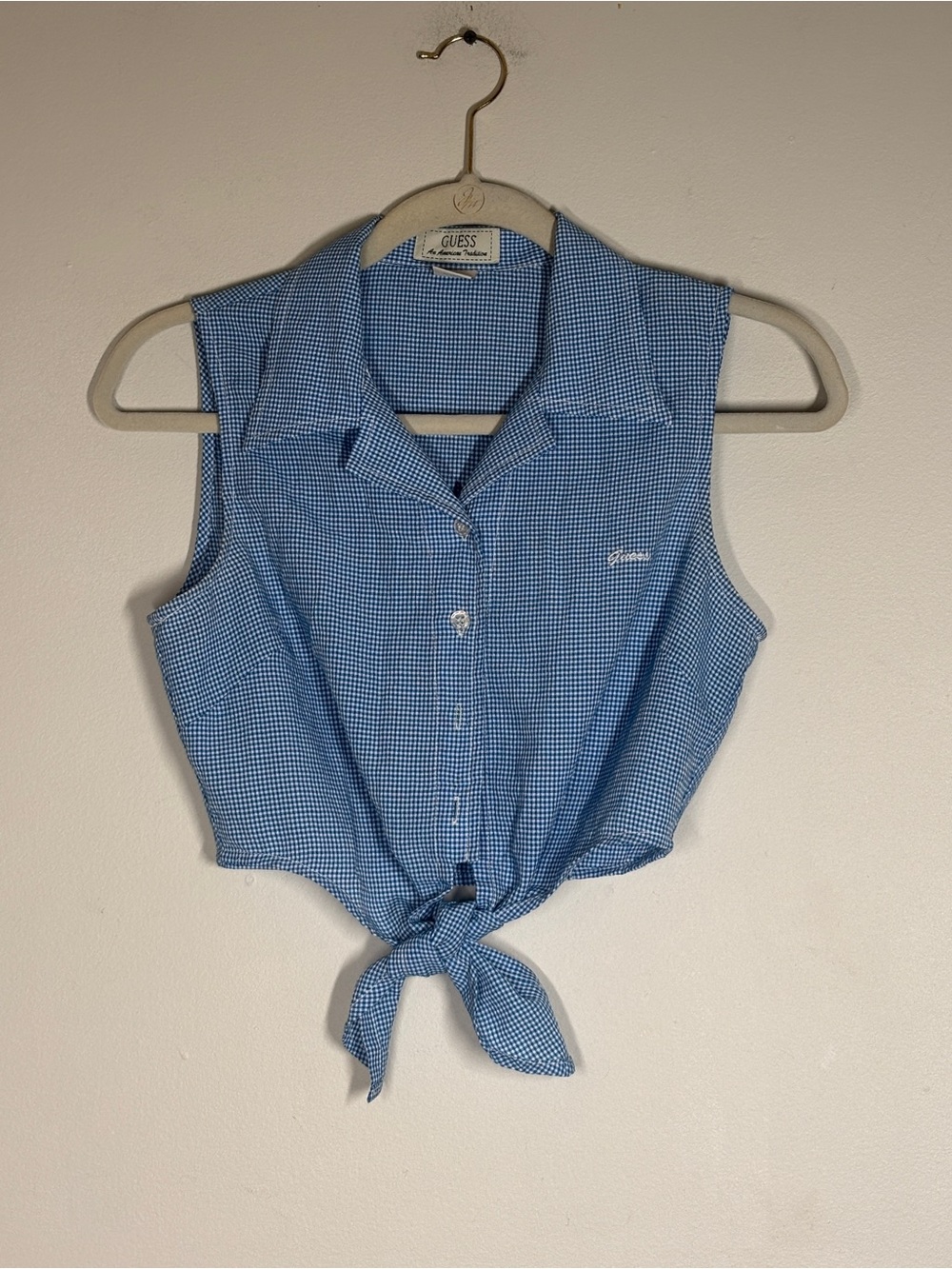 Vintage 90s GUESS Tie-Front Gingham Crop Top